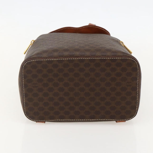 CELINE Macadam Canvas Backpack PVC Leather Brown Gold Auth YKZ829A