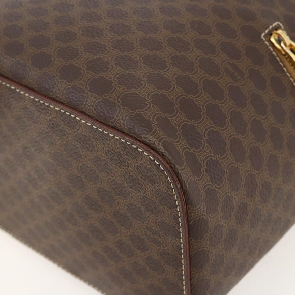 CELINE Macadam Canvas Backpack PVC Leather Brown Gold Auth YKZ829A