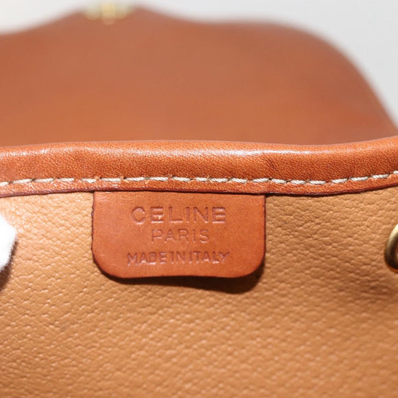 CELINE Macadam Canvas Backpack PVC Leather Brown Gold Auth YKZ829A