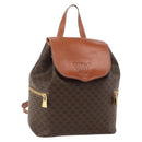 CELINE Macadam Canvas Backpack PVC Leather Brown Gold Auth YKZ829A-1