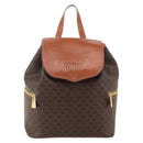 CELINE Macadam Canvas Backpack PVC Leather Brown Gold Auth YKZ829A-13