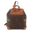 CELINE Macadam Canvas Backpack PVC Leather Brown Gold Auth YKZ829A-2