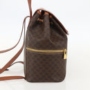 CELINE Macadam Canvas Backpack PVC Leather Brown Gold Auth YKZ829A-3