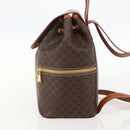 CELINE Macadam Canvas Backpack PVC Leather Brown Gold Auth YKZ829A-4