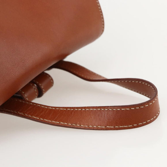CELINE Macadam Canvas Backpack PVC Leather Brown Gold Auth YKZ829A