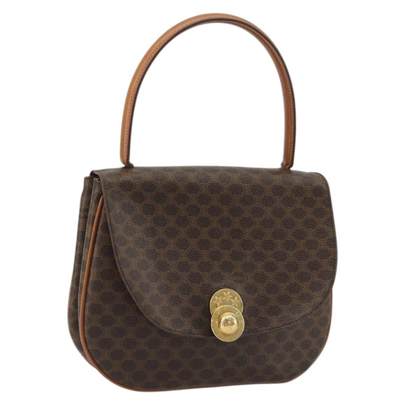 CELINE Macadam Canvas Star Ball Handtas Bruin Goud Auth YKZ830A