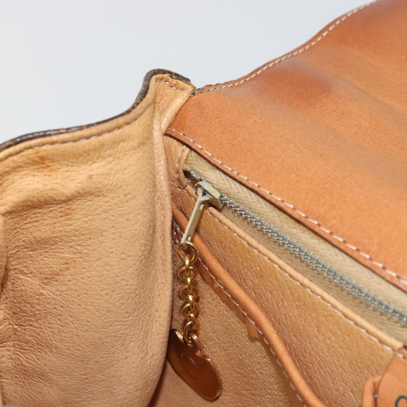 CELINE Macadam Canvas Star Ball Handtas Bruin Goud Auth YKZ830A