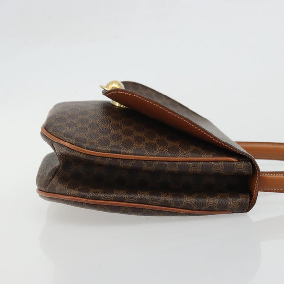 CELINE Macadam Canvas Star Ball Handtas Bruin Goud Auth YKZ830A