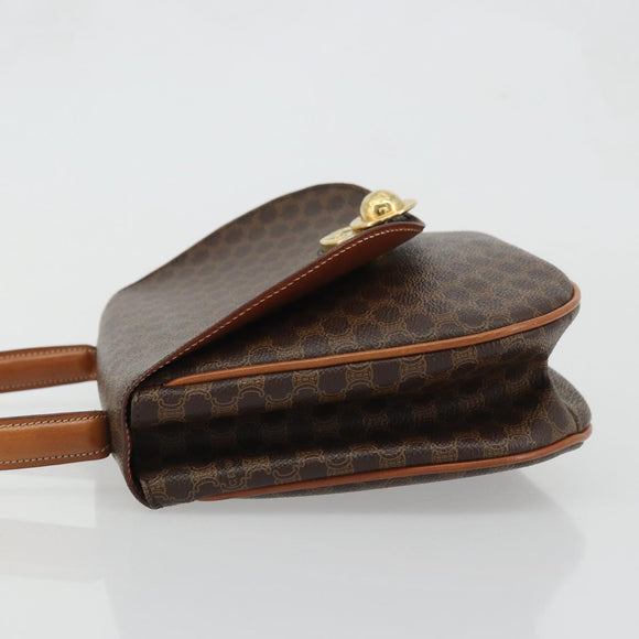 CELINE Macadam Canvas Star Ball Handtas Bruin Goud Auth YKZ830A