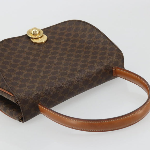 CELINE Macadam Canvas Star Ball Handtas Bruin Goud Auth YKZ830A