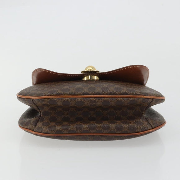 CELINE Macadam Canvas Star Ball Handtas Bruin Goud Auth YKZ830A