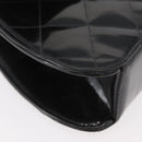 CHANEL Matelasse Chain Hand Bag Patent leather Black Silver CC Auth YKZ831A-10