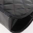 CHANEL Matelasse Chain Hand Bag Patent leather Black Silver CC Auth YKZ831A-13