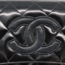 CHANEL Matelasse Chain Hand Bag Patent leather Black Silver CC Auth YKZ831A-14