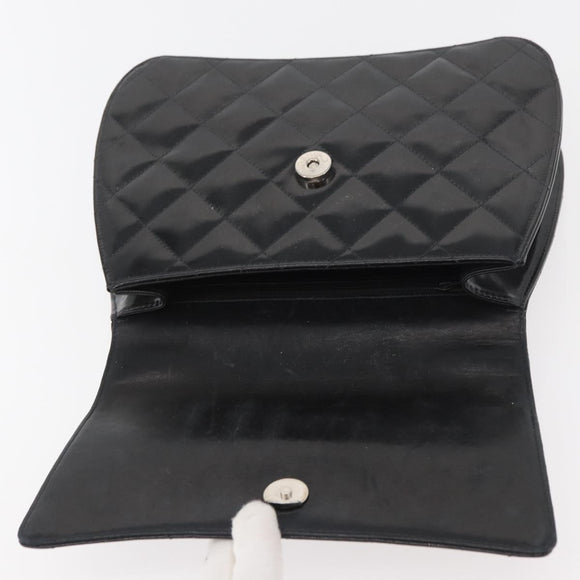 CHANEL Matelasse Chain Hand Bag Patent leather Black Silver CC Auth YKZ831A