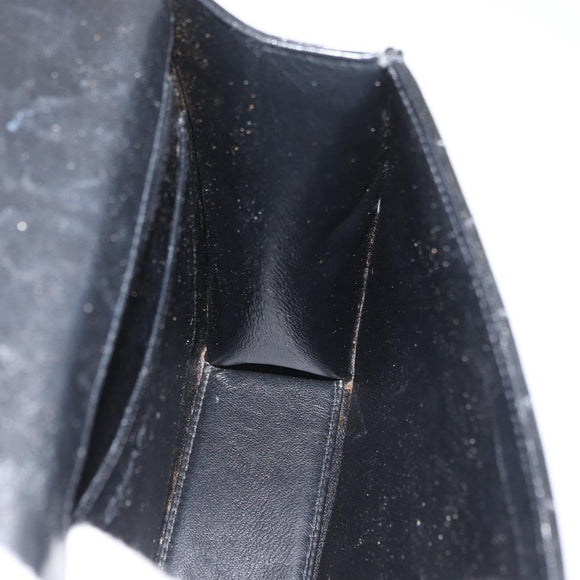 CHANEL Matelasse Chain Hand Bag Patent leather Black Silver CC Auth YKZ831A