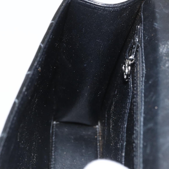 CHANEL Matelasse Chain Hand Bag Patent leather Black Silver CC Auth YKZ831A