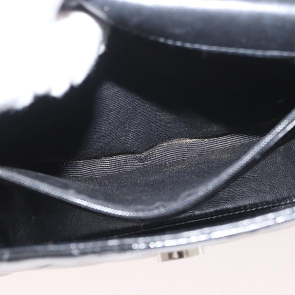 CHANEL Matelasse Chain Hand Bag Patent leather Black Silver CC Auth YKZ831A