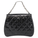 CHANEL Matelasse Chain Hand Bag Patent leather Black Silver CC Auth YKZ831A-3