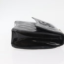 CHANEL Matelasse Chain Hand Bag Patent leather Black Silver CC Auth YKZ831A-4