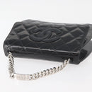CHANEL Matelasse Chain Hand Bag Patent leather Black Silver CC Auth YKZ831A-6