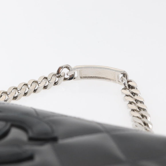 CHANEL Matelasse Chain Hand Bag Patent leather Black Silver CC Auth YKZ831A
