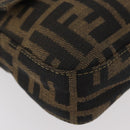 FENDI Zucca Canvas Mamma Baguette Shoulder Bag Brown Black Auth YKZ832SM-14