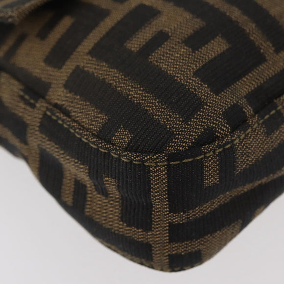 FENDI Zucca Canvas Mamma Baguette Shoulder Bag Brown Black Auth YKZ832SM