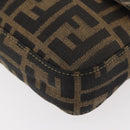 FENDI Zucca Canvas Mamma Baguette Shoulder Bag Brown Black Auth YKZ832SM-15