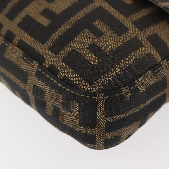FENDI Zucca Canvas Mamma Baguette Shoulder Bag Brown Black Auth YKZ832SM