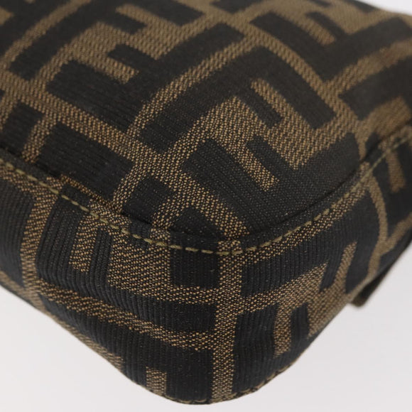 FENDI Zucca Canvas Mamma Baguette Shoulder Bag Brown Black Auth YKZ832SM