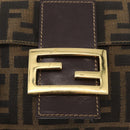 FENDI Zucca Canvas Mamma Baguette Shoulder Bag Brown Black Auth YKZ832SM-18