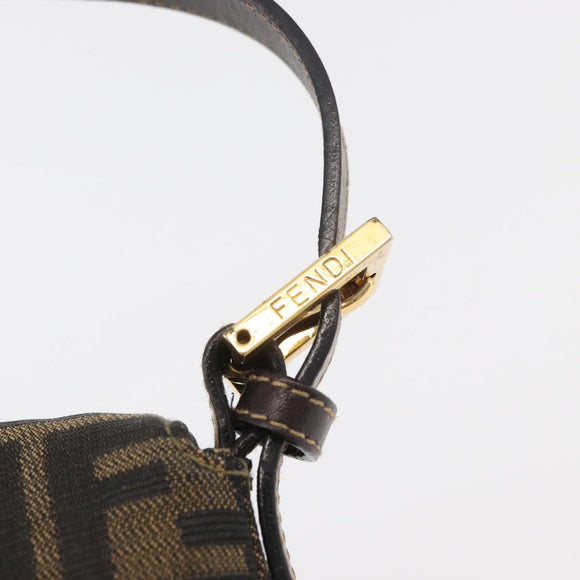 FENDI Zucca Canvas Mamma Baguette Shoulder Bag Brown Black Auth YKZ832SM