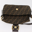 FENDI Zucca Canvas Mamma Baguette Shoulder Bag Brown Black Auth YKZ832SM-20