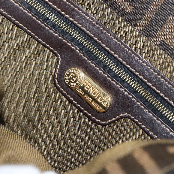 FENDI Zucca Canvas Mamma Baguette Shoulder Bag Brown Black Auth YKZ832SM