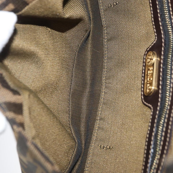 FENDI Zucca Canvas Mamma Baguette Shoulder Bag Brown Black Auth YKZ832SM