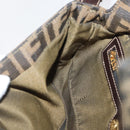 FENDI Zucca Canvas Mamma Baguette Shoulder Bag Brown Black Auth YKZ832SM-22