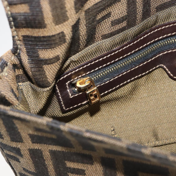FENDI Zucca Canvas Mamma Baguette Shoulder Bag Brown Black Auth YKZ832SM