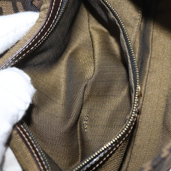 FENDI Zucca Canvas Mamma Baguette Shoulder Bag Brown Black Auth YKZ832SM