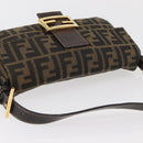 FENDI Zucca Canvas Mamma Baguette Shoulder Bag Brown Black Auth YKZ832SM-6