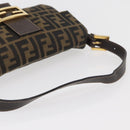 FENDI Zucca Canvas Mamma Baguette Shoulder Bag Brown Black Auth YKZ832SM-7