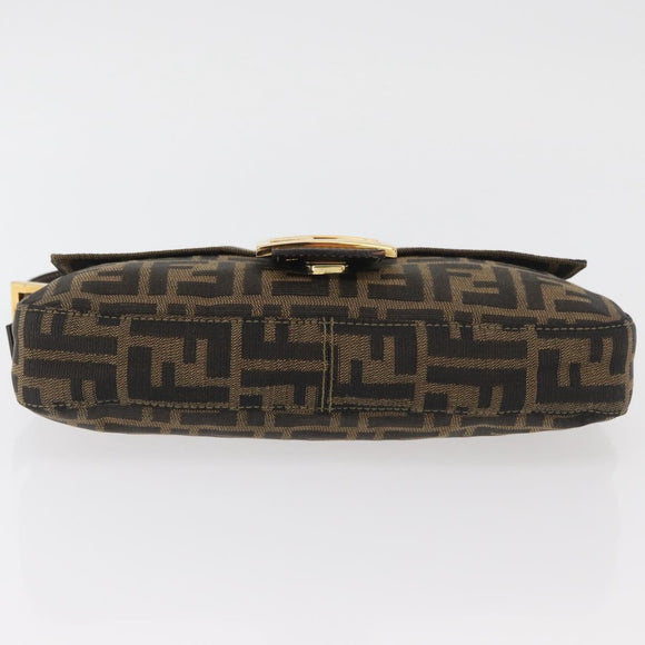 FENDI Zucca Canvas Mamma Baguette Shoulder Bag Brown Black Auth YKZ832SM