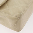 CHANEL Matelasse 25 Pla Chain Shoulder Bag Lamb Skin Ivory CC Auth YKZ833A-15