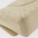 CHANEL Matelasse 25 Pla Chain Shoulder Bag Lamb Skin Ivory CC Auth YKZ833A-17