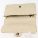 CHANEL Matelasse 25 Pla Chain Shoulder Bag Lamb Skin Ivory CC Auth YKZ833A-19