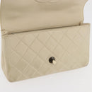 CHANEL Matelasse 25 Pla Chain Shoulder Bag Lamb Skin Ivory CC Auth YKZ833A-21