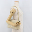 CHANEL Matelasse 25 Pla Chain Shoulder Bag Lamb Skin Ivory CC Auth YKZ833A-29