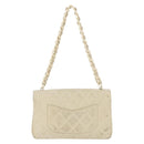 CHANEL Matelasse 25 Pla Chain Shoulder Bag Lamb Skin Ivory CC Auth YKZ833A-2