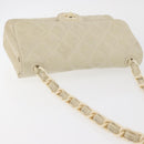 CHANEL Matelasse 25 Pla Chain Shoulder Bag Lamb Skin Ivory CC Auth YKZ833A-7