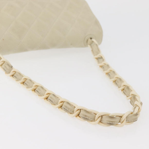 CHANEL Matelasse 25 Pla Chain Shoulder Bag Lamb Skin Ivory CC Auth YKZ833A